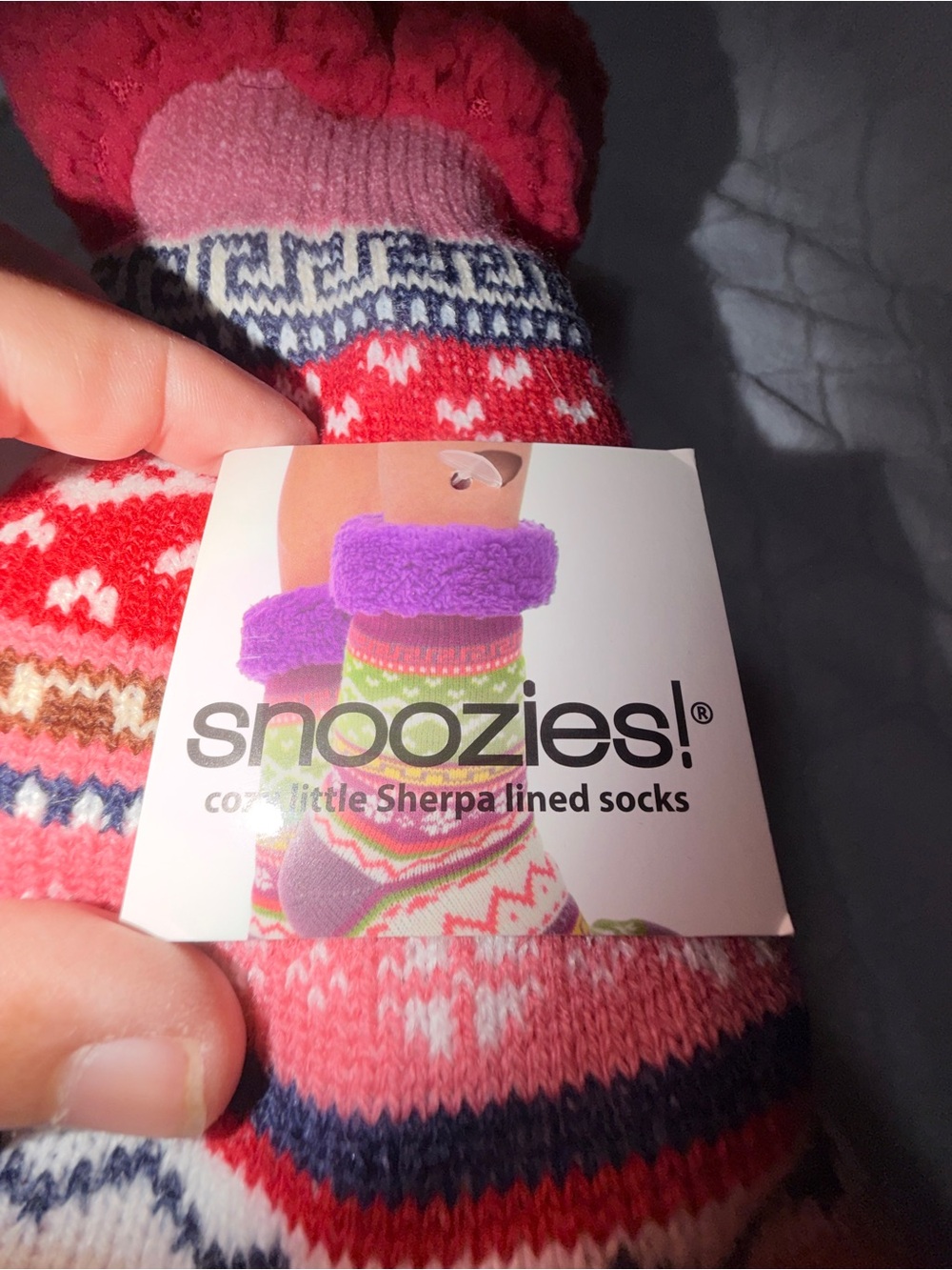 Snoozies! Girls Pink & Purple Sherpa-Lined Cozy Socks